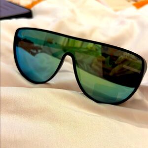 True Religion Shield Sunglasses - Blue-Green Mirror Lenses